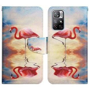 For Xiaomi Redmi Note 11 5G China Painted Pattern Flip Leather Phone Case(Flamingo)