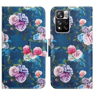 For Xiaomi Redmi Note 11 Pro 5G China Painted Pattern Flip Leather Phone Case(Fluorescent Rose)