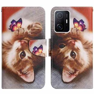 For Xiaomi Mi 11T Painted Pattern Flip Leather Phone Case(Butterfly Cat)