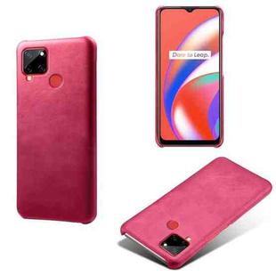 For OPPO Realme C12 Calf Texture PC + PU Phone Case(Rose Red)