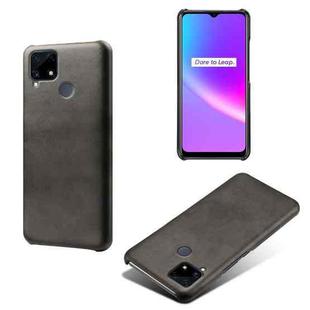 For OPPO Realme C25 Calf Texture PC + PU Phone Case(Black)