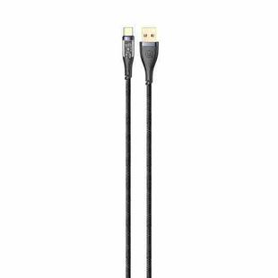 USAMS US-SJ572 Type-C / USB-C 66W Aluminum Alloy Transparent Charging Cata Cable, Length: 1.2m(Black)