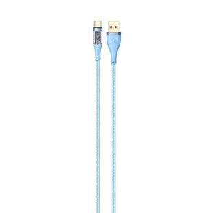 USAMS US-SJ572 Type-C / USB-C 66W Aluminum Alloy Transparent Charging Cata Cable, Length: 1.2m(Blue)