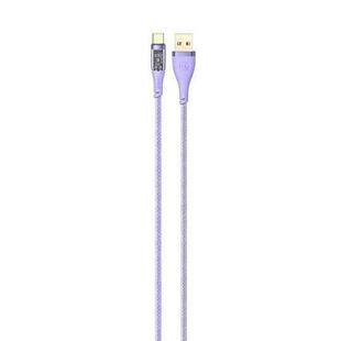 USAMS US-SJ572 Type-C / USB-C 66W Aluminum Alloy Transparent Charging Cata Cable, Length: 1.2m(Purple)