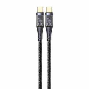 USAMS US-SJ574 Type-C / USB-C to Type-C / USB-C PD 100W Aluminum Alloy Transparent Charging Cata Cable, Length: 1.2m(Black)