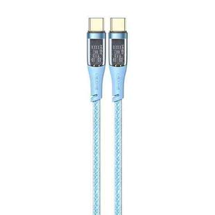 USAMS US-SJ574 Type-C / USB-C to Type-C / USB-C PD 100W Aluminum Alloy Transparent Charging Cata Cable, Length: 1.2m(Blue)