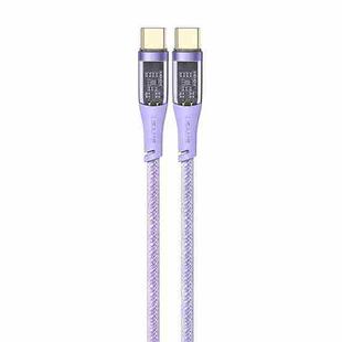 USAMS US-SJ574 Type-C / USB-C to Type-C / USB-C PD 100W Aluminum Alloy Transparent Charging Cata Cable, Length: 1.2m(Purple)