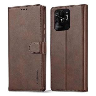 For Xiaomi Redmi 10C LC.IMEEKE Calf Texture Leather Phone Case(Coffee)