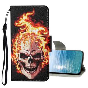 For Samsung Galaxy A13 4G Colored Drawing Pattern Flip Leather Case(Flame Skull)