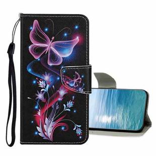 For Xiaomi Redmi Note 11 4G Colored Drawing Pattern Flip Leather Case(Fluorescent Butterfly)