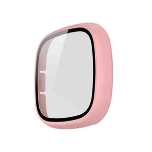 For Fitbit Versa 3 / Fitbit Sense Frosted PC +Tempered Glass Watch Case(Pink)