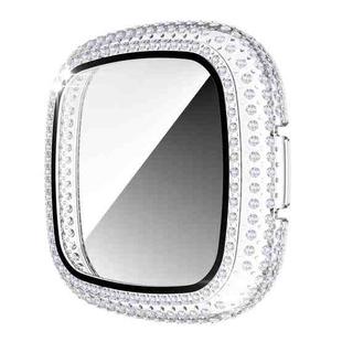 For Fitbit Versa 3 / Fitbit Sense Diamond PC + Tempered Glass Watch Case(Transparent)