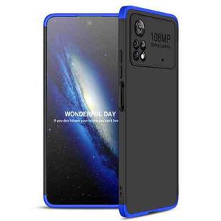 For Xiaomi Poco M4 Pro 5G GKK Three Stage Splicing Full Coverage PC Phone Case(Black Blue)