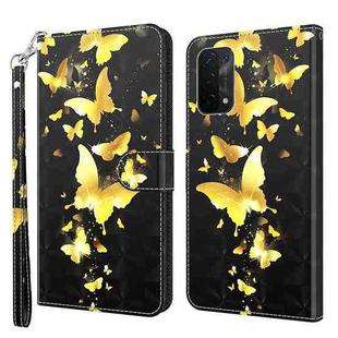 For OPPO A54 5G / A74 5G 3D Painting Pattern Flip Leather Phone Case(Gold Butterfly)