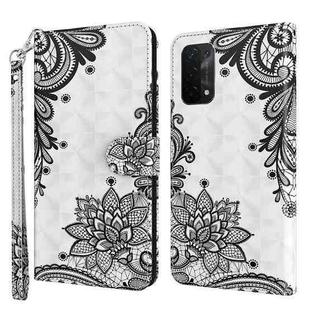 For OPPO A54 5G / A74 5G 3D Painting Pattern Flip Leather Phone Case(Black Flower)