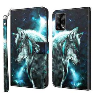 For OPPO A74 4G 3D Painting Pattern Flip Leather Phone Case(Wolf)