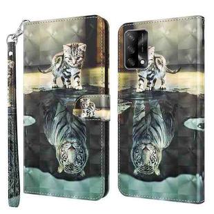 For OPPO A74 4G 3D Painting Pattern Flip Leather Phone Case(Cat Tiger)