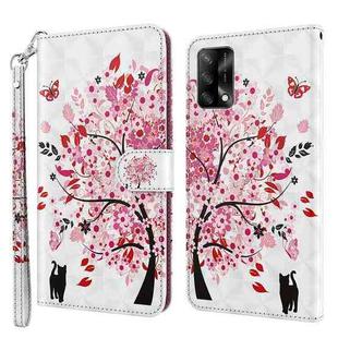 For OPPO A74 4G 3D Painting Pattern Flip Leather Phone Case(Cat and Tree)