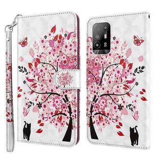 For OPPO A94 5G / A95 5G 3D Painting Pattern Flip Leather Phone Case(Cat and Tree)