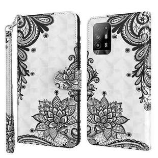 For OPPO A94 5G / A95 5G 3D Painting Pattern Flip Leather Phone Case(Black Flower)