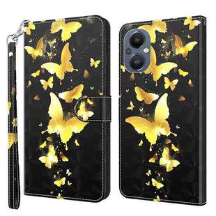 For OnePlus Nord N20 5G / OPPO A96 5G 3D Painting Pattern Flip Leather Phone Case(Gold Butterfly)