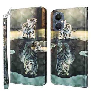 For OnePlus Nord N20 5G / OPPO A96 5G 3D Painting Pattern Flip Leather Phone Case(Cat Tiger)