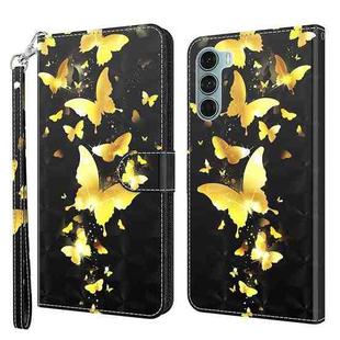 For Motorola Moto G200 5G / Edge S30 3D Painting Pattern Flip Leather Phone Case(Gold Butterfly)