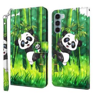 For Motorola Moto G200 5G / Edge S30 3D Painting Pattern Flip Leather Phone Case(Panda Bamboo)