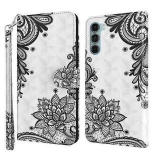 For Motorola Moto G200 5G / Edge S30 3D Painting Pattern Flip Leather Phone Case(Black Flower)