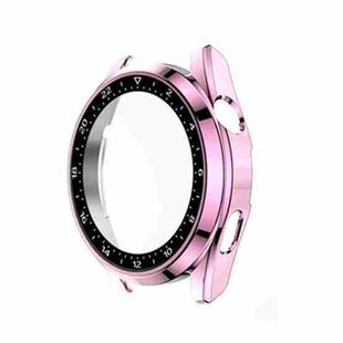 For Huawei Watch 3 Pro Scale Electroplated PC + Tempered Glass Watch Case(Pink)