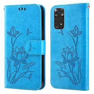 For Xiaomi Redmi Note 11 Pro 4G / 5G Lotus Embossed Flip Leather Phone Case(Blue)