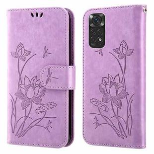 For Xiaomi Redmi Note 11 Pro 4G / 5G Lotus Embossed Flip Leather Phone Case(Purple)