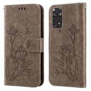 For Xiaomi Redmi Note 11 Pro 4G / 5G Lotus Embossed Flip Leather Phone Case(Grey)