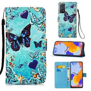 For Xiaomi Redmi Note 11 Pro 5G / 4G Foreign Colored Drawing Pattern Plain Weave Leather Phone Case(Heart Butterfly)