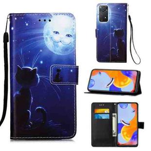 For Xiaomi Redmi Note 11 Pro 5G / 4G Foreign Colored Drawing Pattern Plain Weave Leather Phone Case(Cat and Sun)