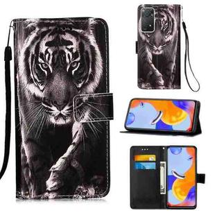 For Xiaomi Redmi Note 11 Pro 5G / 4G Foreign Colored Drawing Pattern Plain Weave Leather Phone Case(Black White Tiger)