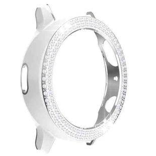 For Samsung Galaxy Watch Active 2 40mm Double-Row Diamond Two-color Electroplating PC Watch Case(White+Silver)