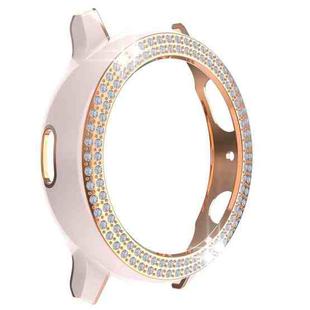 For Samsung Galaxy Watch Active 2 40mm Double-Row Diamond Two-color Electroplating PC Watch Case(Pink+Rose Gold)