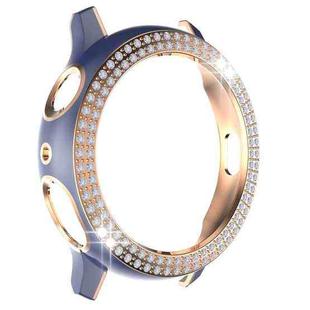 For Samsung Galaxy Watch Active 2 40mm Double-Row Diamond Two-color Electroplating PC Watch Case(Navy Blue+Rose Gold)