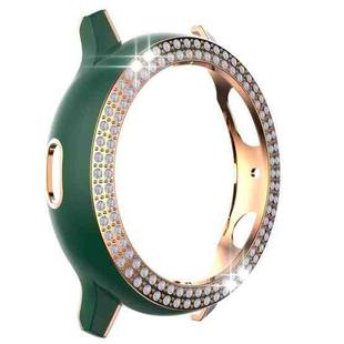 For Samsung Galaxy Watch Active 2 40mm Double-Row Diamond Two-color Electroplating PC Watch Case(Green+Rose Gold)