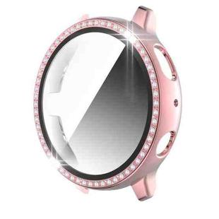 For Samsung Galaxy Watch Active 2 40mm Single Row Diamond Electroplated PC+Tempered Glass Watch Case(Pink)