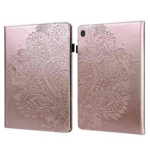 For Lenovo M10 Plus 3rd Gen 10.6 inch Peacock Embossed Pattern Leather Tablet Case(Rose Gold)