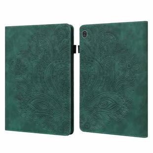 For Lenovo M10 Plus 3rd Gen 10.6 inch Peacock Embossed Pattern Leather Tablet Case(Green)