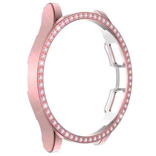 For Samsung Galaxy Watch4 Classic 42mm Single Row Diamond Hollowed PC Watch Case(Pink)