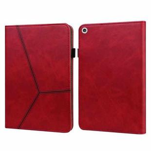 For Lenovo M10 Plus 3rd Gen 10.6 inch Solid Color Stripe Embossed Leather Tablet Case(Red)