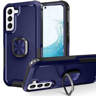 For Samsung Galaxy S22 5G 3 in 1 Ring Holder PC + TPU Phone Case(Navy Blue)