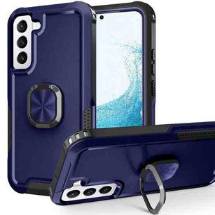 For Samsung Galaxy S22+ 5G 3 in 1 Ring Holder PC + TPU Phone Case(Navy Blue)