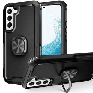 For Samsung Galaxy S22+ 5G 3 in 1 Ring Holder PC + TPU Phone Case(Black)