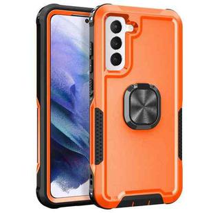 For Samsung Galaxy S21+ 5G 3 in 1 Ring Holder PC + TPU Phone Case(Orange)