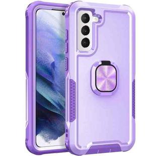 For Samsung Galaxy S21+ 5G 3 in 1 Ring Holder PC + TPU Phone Case(Purple)